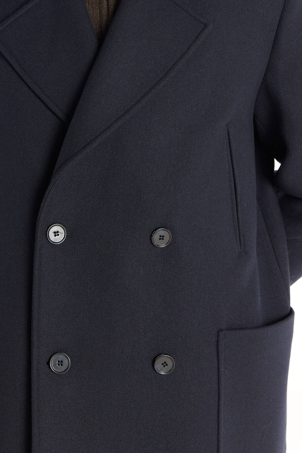 Ted Baker  LACİVERT YÜNLÜ DİAGONAL DOKULU KRUVAZE PALTO - Görsel 6