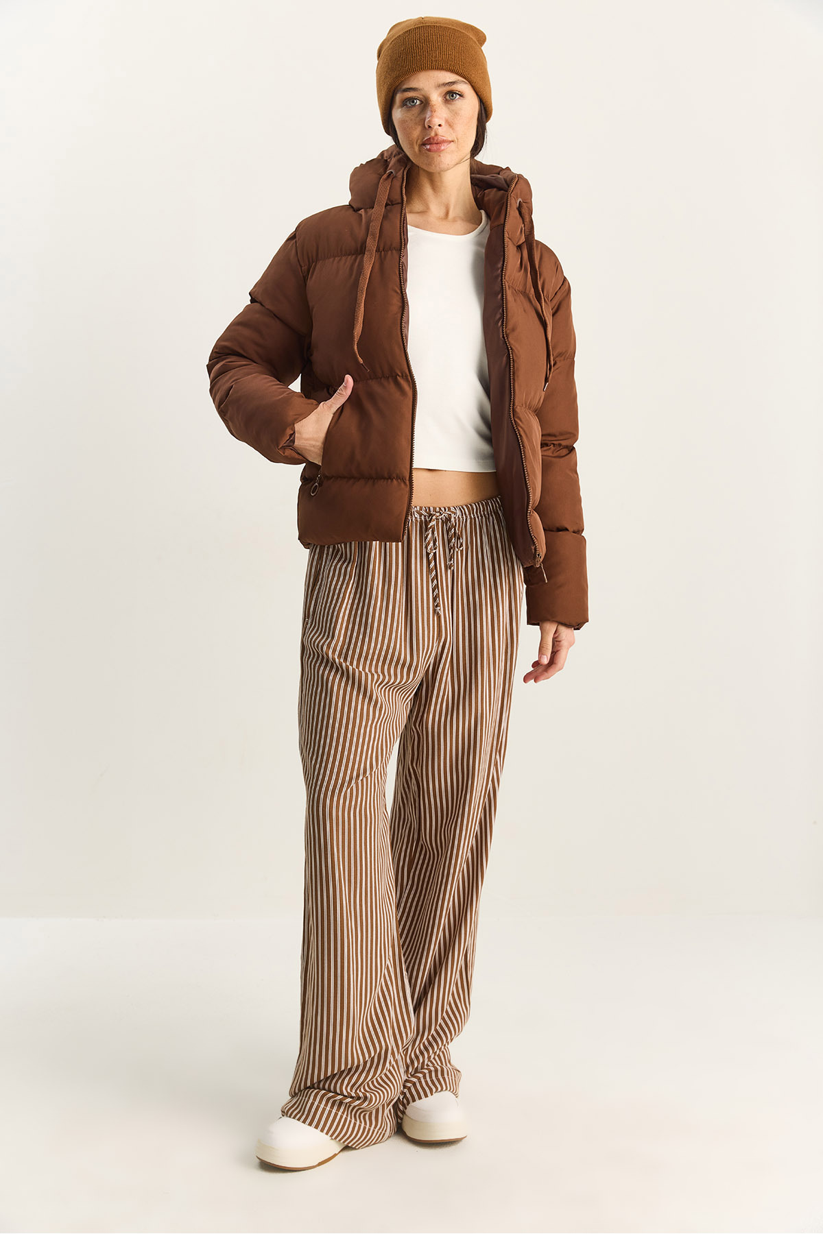 Bianco Lucci Дамско пухено палто с качулка