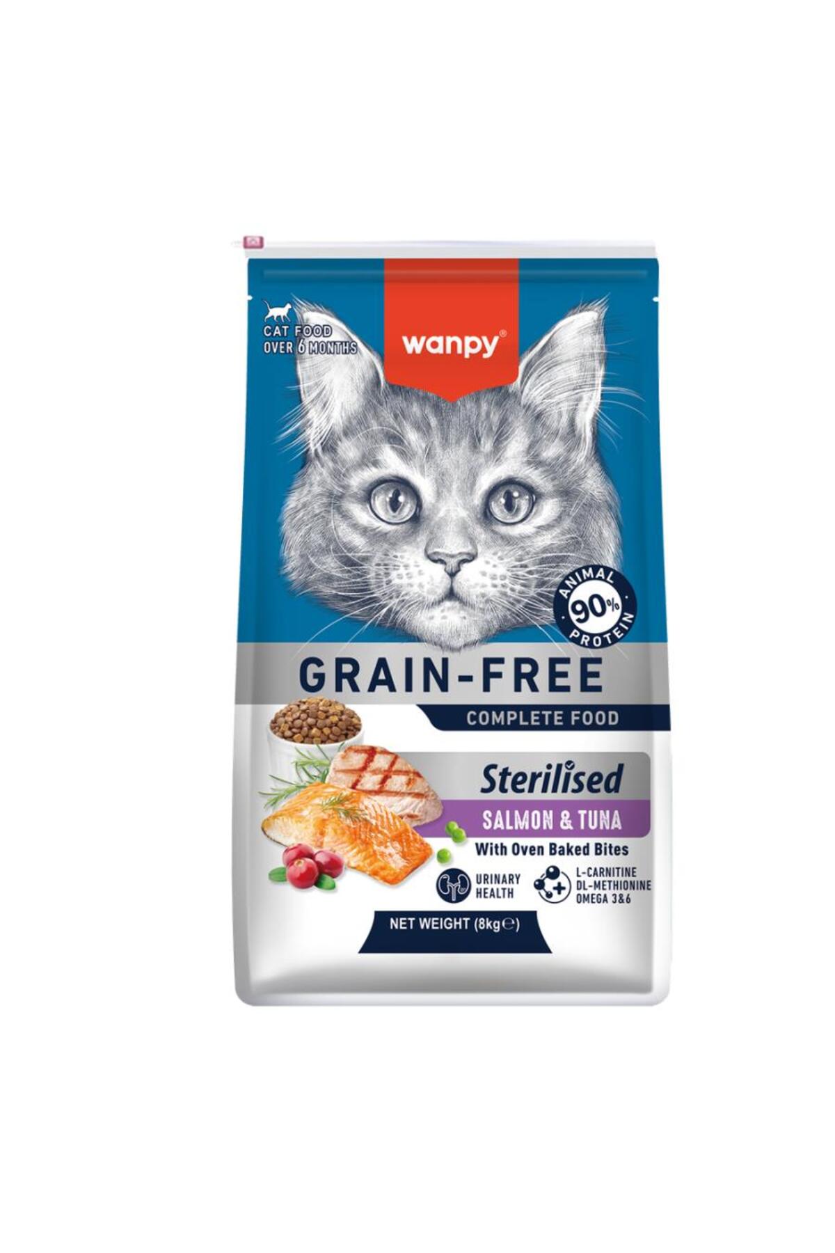 Wanpy Tahılsız Somon Tuna Kısırlaştırılmış Kedi Maması 8 kg