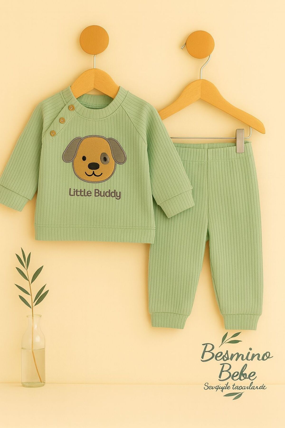 Dog Embroidered Double Set
