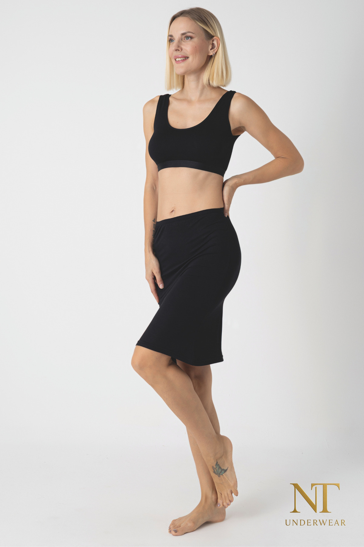 Resim NT Underwear Bambu DizÜstü Etek Astarı, Midi Jupon - Doğal Kumaş, Modern Kalıp. 