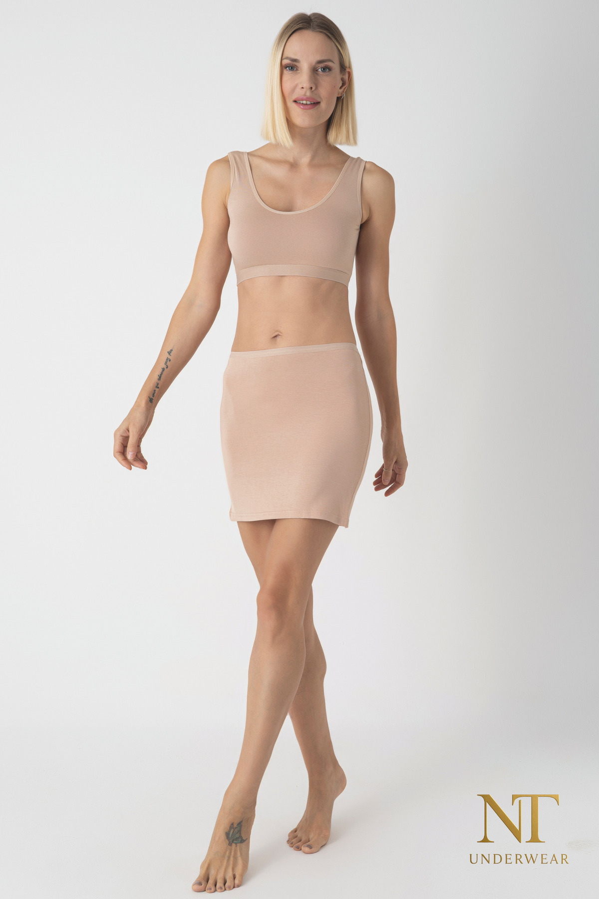 NT Underwear Bambu Mini Etek Astarı, Mini Jupon - Doğal Kumaş, Modern Kalıp.