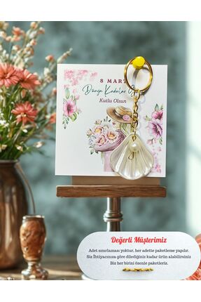 HEN GSM 10 adet istiridye anahtarlık kadınlar günü, 8 mart