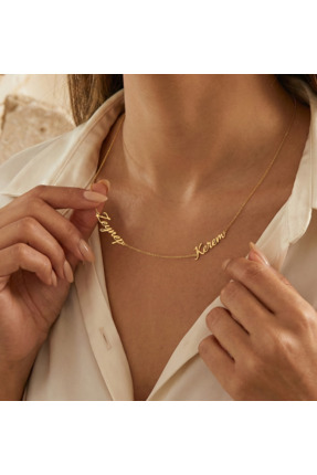 sevy jewelry Çift İsimli Gümüş Kolye, 2 İsimli Gümüş Kolye,Sevgili Aile, 925 ...