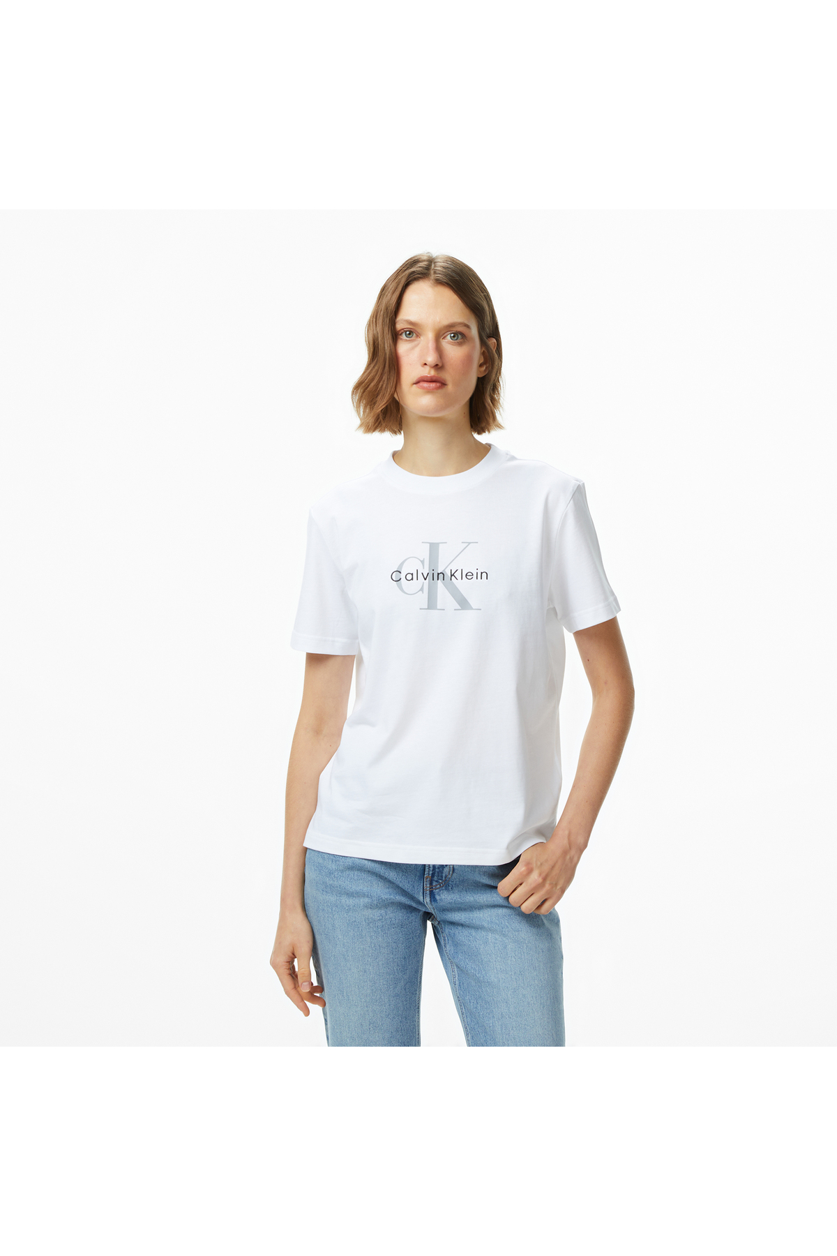 Calvin Klein Hero Classic Monologo Kadın Beyaz T-Shirt