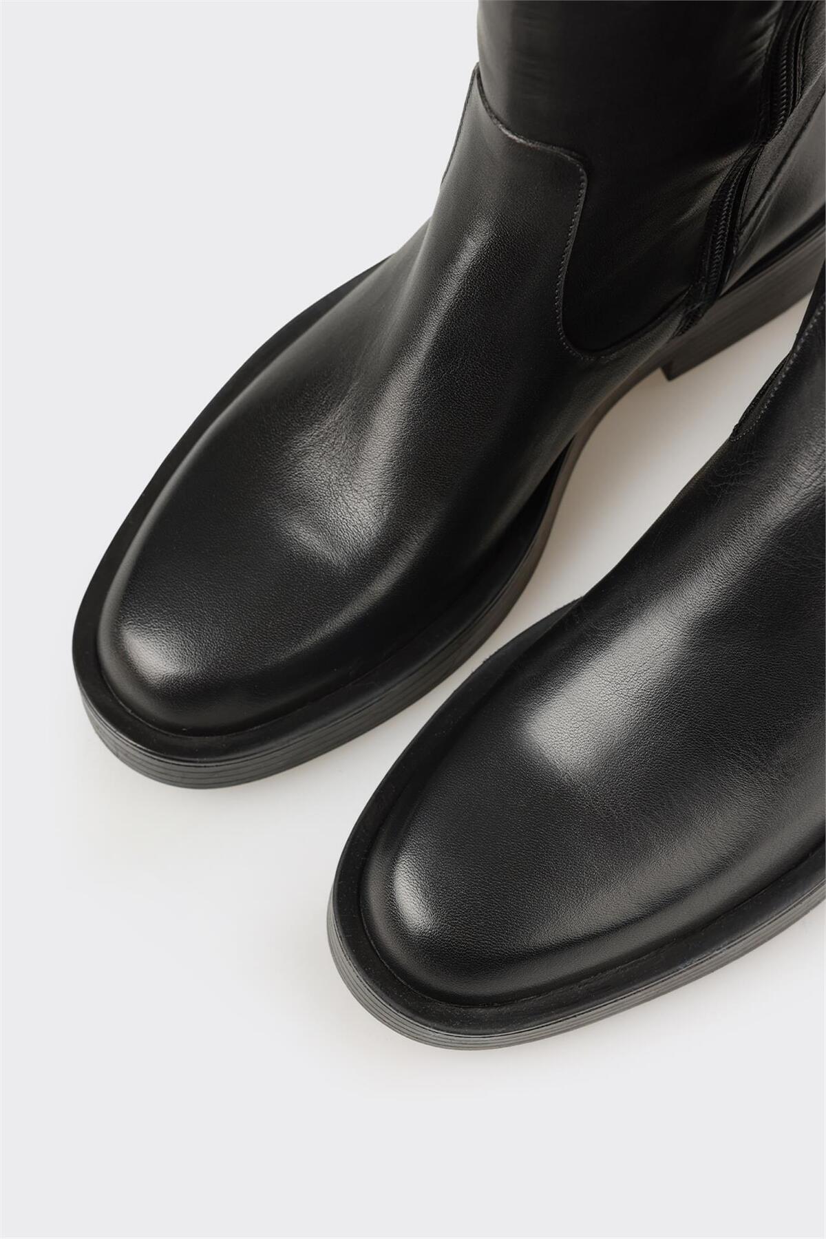 Elle Shoes Siyah Deri Kadın Çizme görsel 4