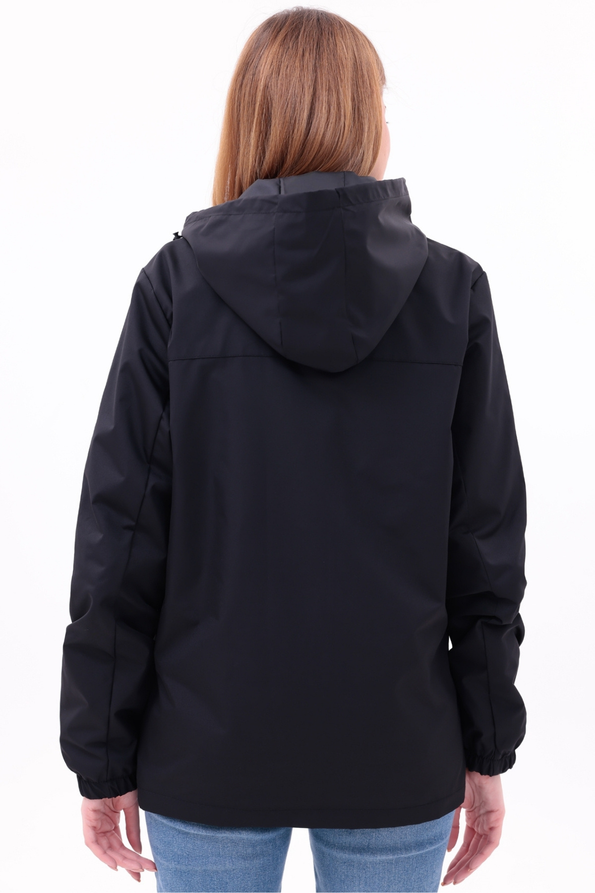 freemen  Kadın Siyah Çıkarılabilir Kapşonlu Yağmurluk Mont - Görsel 9