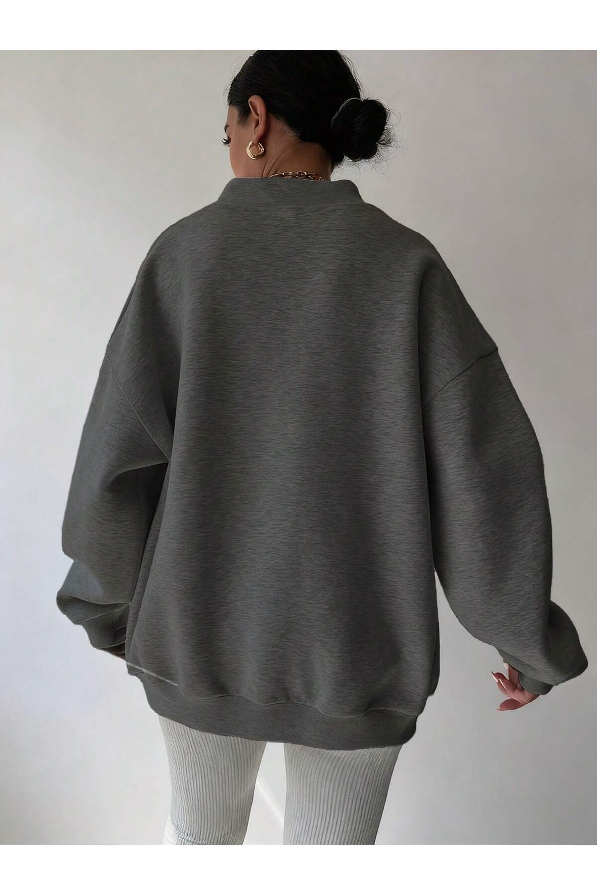 EYAX MODA BASKILI OVERSIZE UNISEX BİSİKLET YAKA SWEATSHIRTS görsel 2