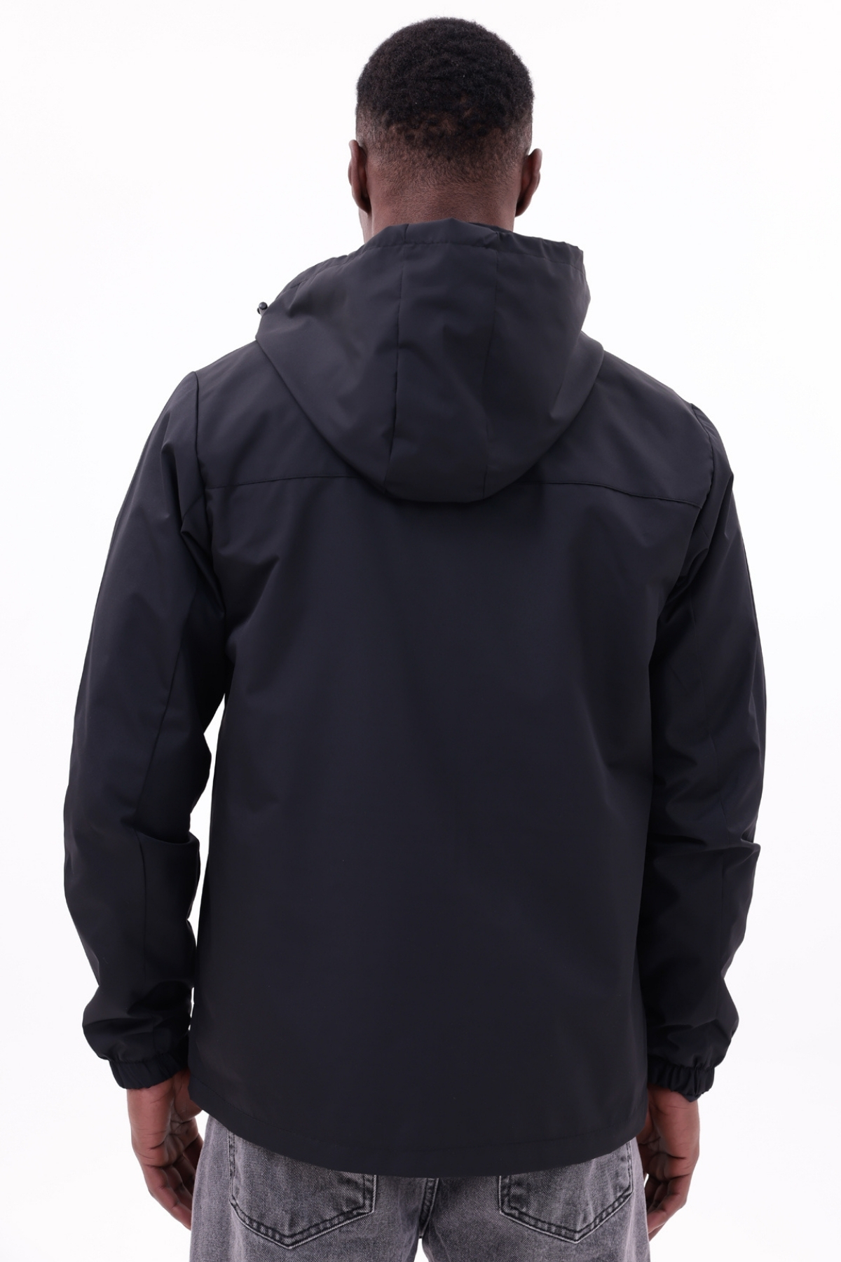 freemen  Erkek Siyah Çıkarılabilir Kapşonlu Yağmurluk Mont - Görsel 8