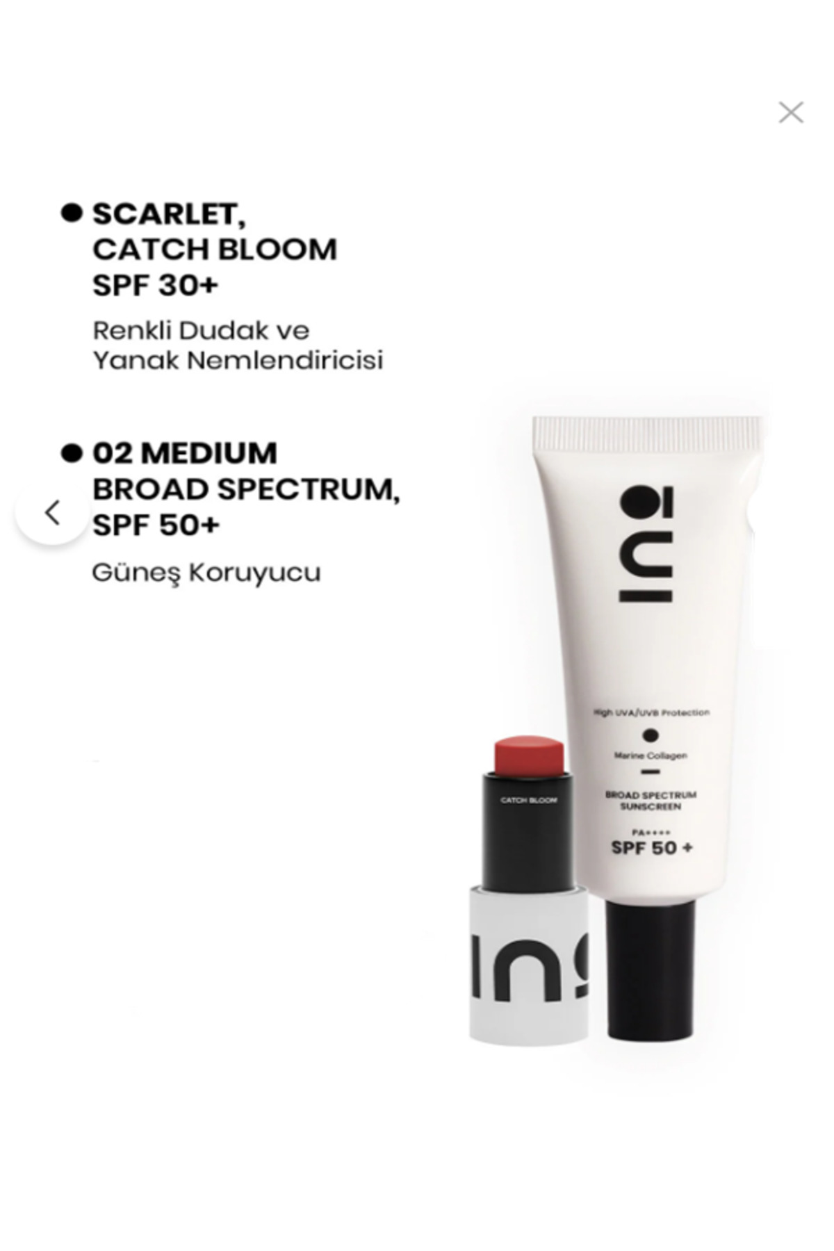 inobeauty Dudak ve Yanaklara Özel Doğal Scarlet Stick Ruj & Allık 4,5Gr+SPF50+ 02 Medium Yüz Güneş Kremi 50ml — INO00064