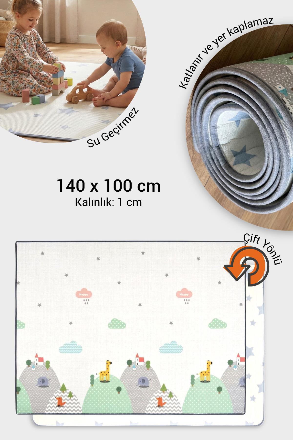 Wellgro Oyun Matı, 140x100x1 cm Çift Taraflı Rulo Oyun Halısı fotoğrafı 2 (önizleme)