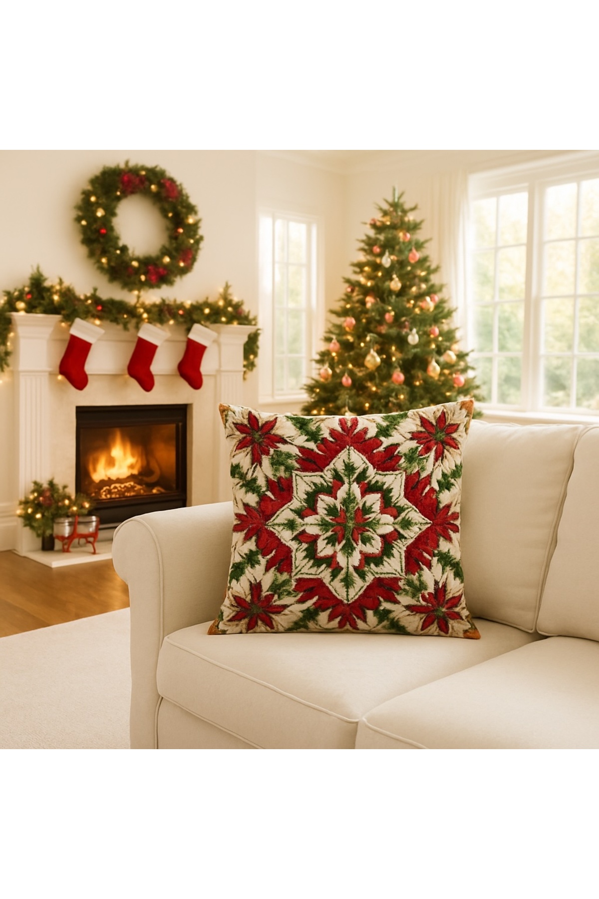 Decorative Pillow Case with Digital Printed Christmas Motif