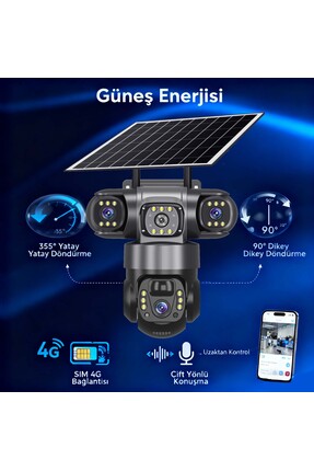 Dobest kablosuz 24 güvenlik: 4g sım kartlı 6mp kamera. güneş enerjili, çift y...