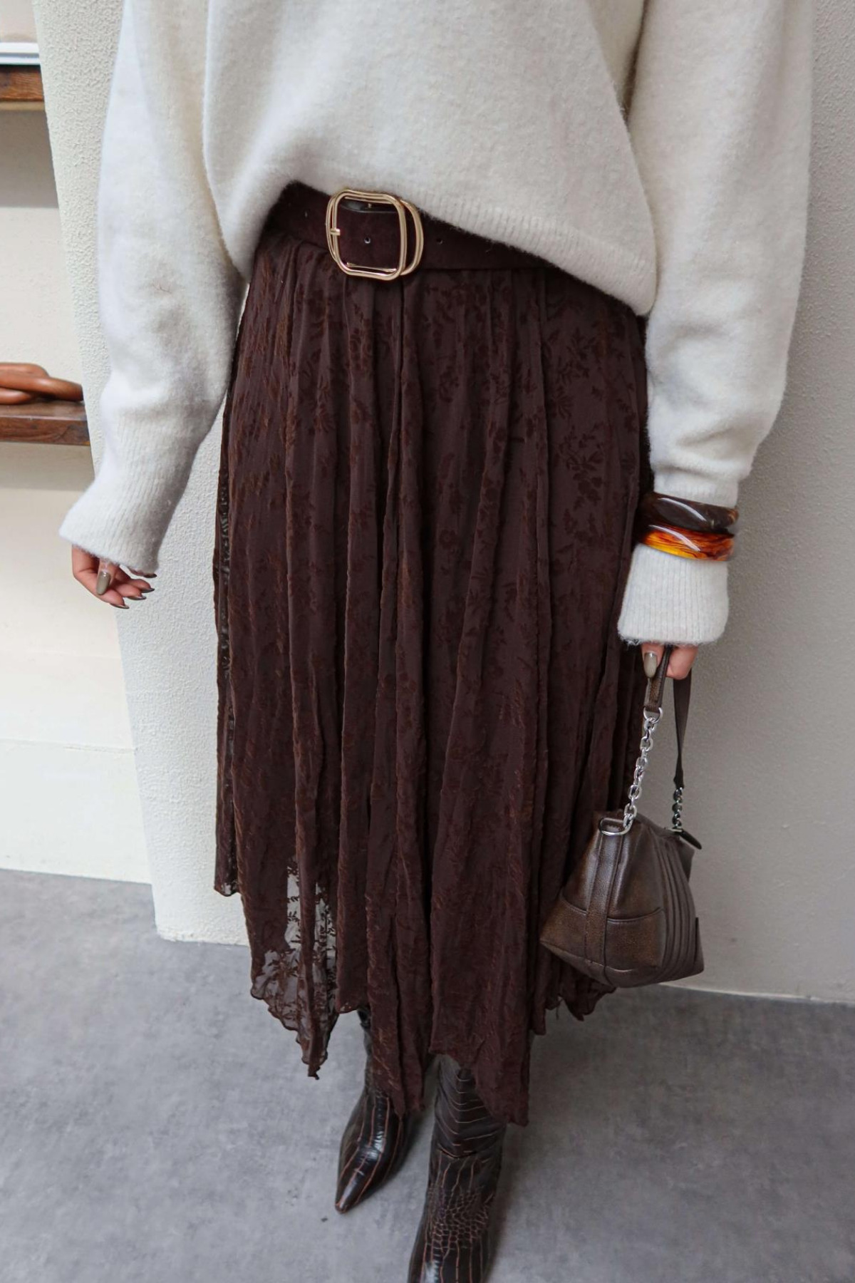 Sorridi  Çiçek İşlemeli Tül Asimetrik Uzun Etek - Görsel 4