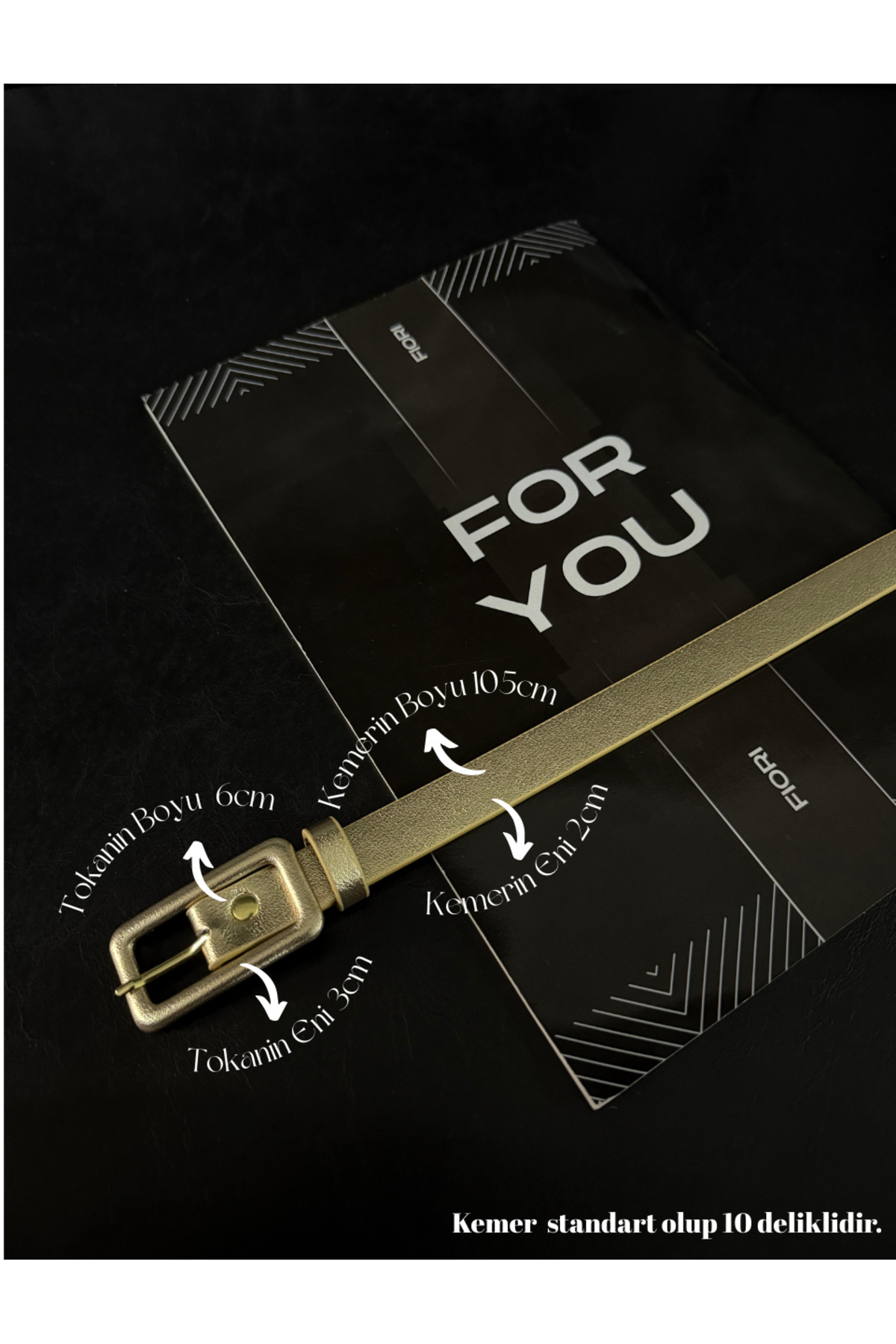 Slim Women's Pants Belt with Rectangular Gold Plated Buckle, Jacket Belt, Shirt Belt