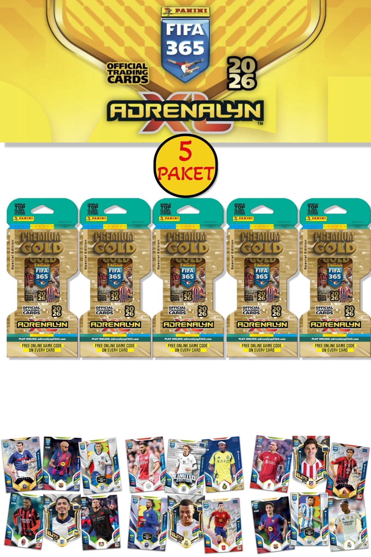TOYFEST Panini Premium Gold 2026 Adrenalyn XL Futbolcu Kartı