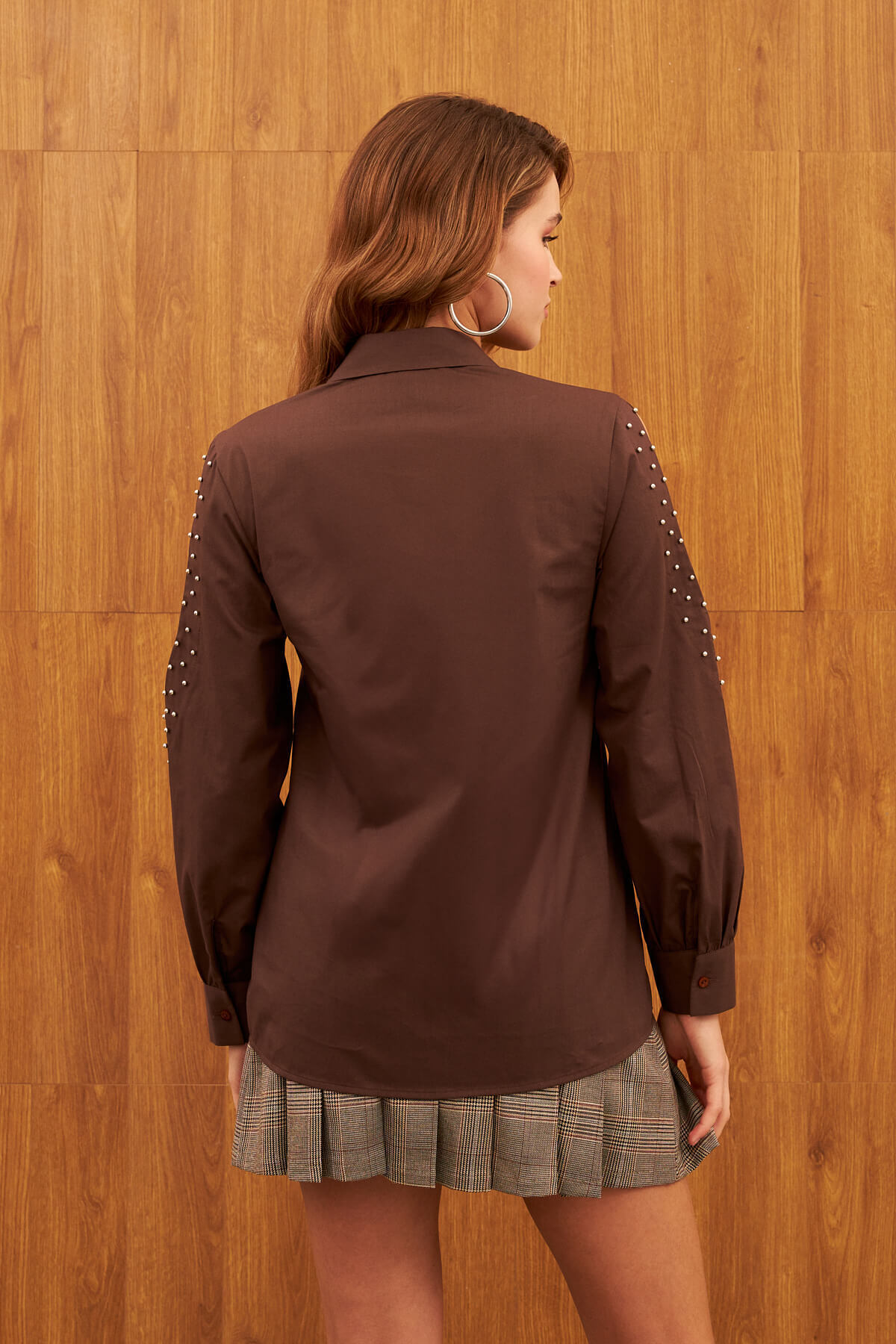 STELLA PULVIS  Kahverengi Kolu Aksesuarlı Gömlek - Görsel 5