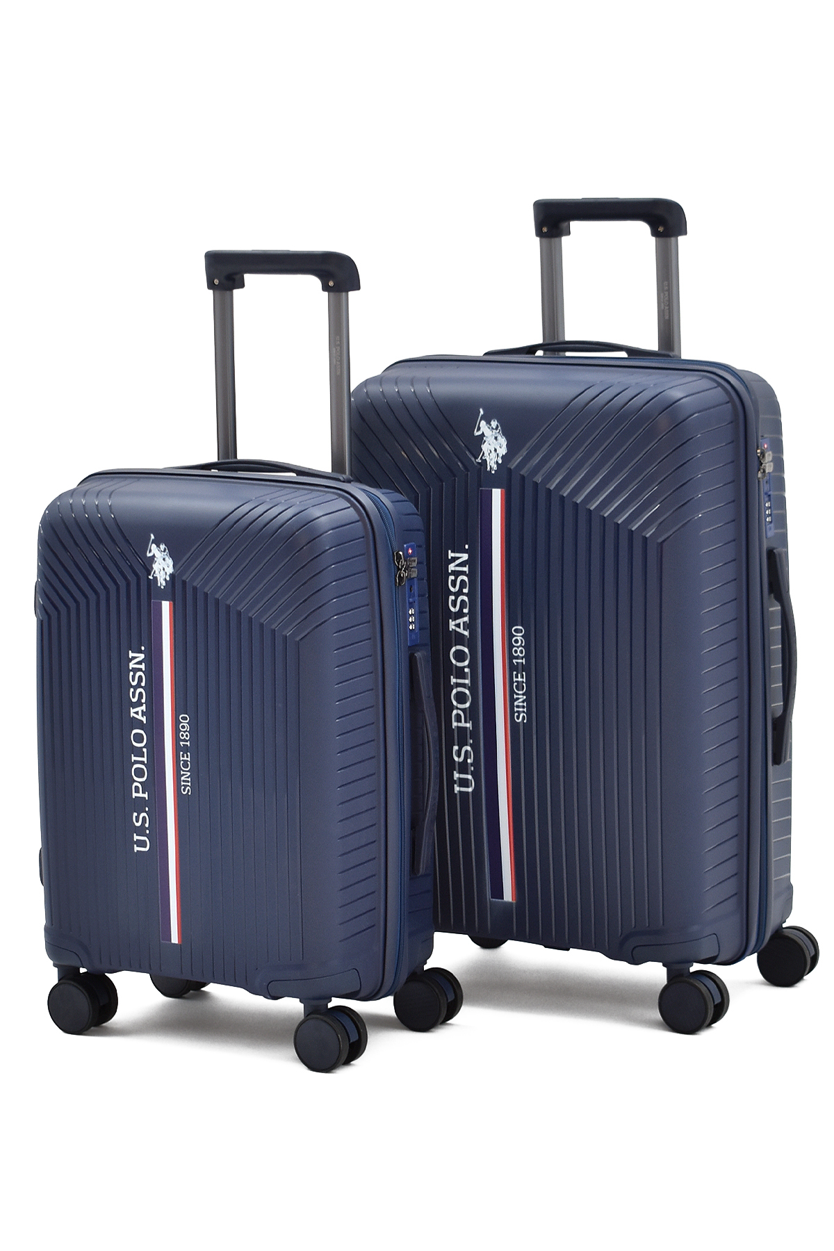 یو اس پولو ست چمدان دو تکه نشکن U.S. Polo Assn از جنس پلی‌پروپیلن (سایز متوسط ​​و کابین) – قفل TSA، مقاوم در برابر ضربه