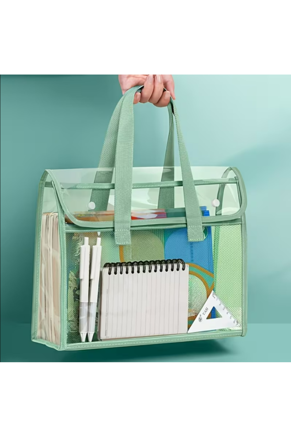 BABUN  Büyük Geniş Kapasiteli İsimlikli Kitap Dosya Ofis Okul Kurs Malzemeleri Taşıma Çantası Filesi