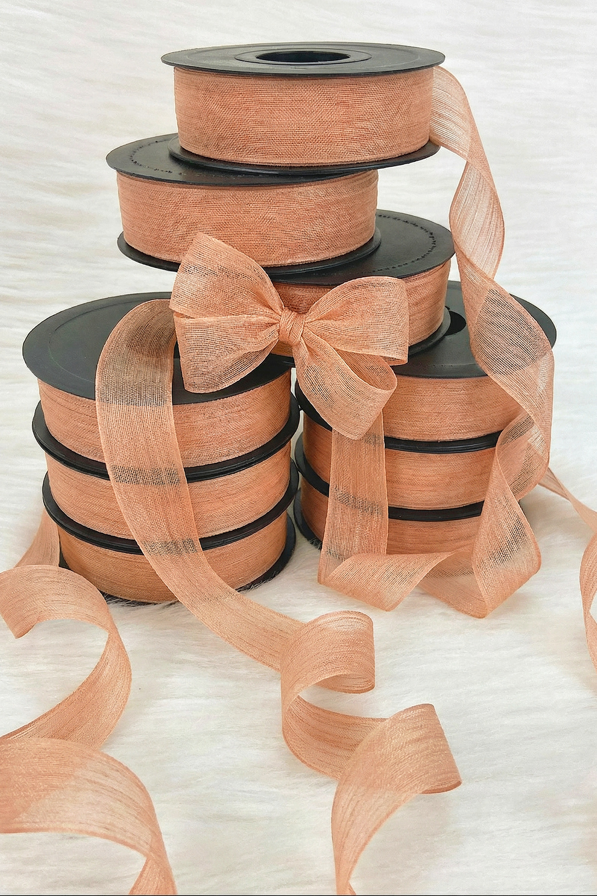 Salmon Linen Nopel Ribbon 2.5 Cm 20 Meters, Bundle Dowry Special Day Gift Decoration Ribbon