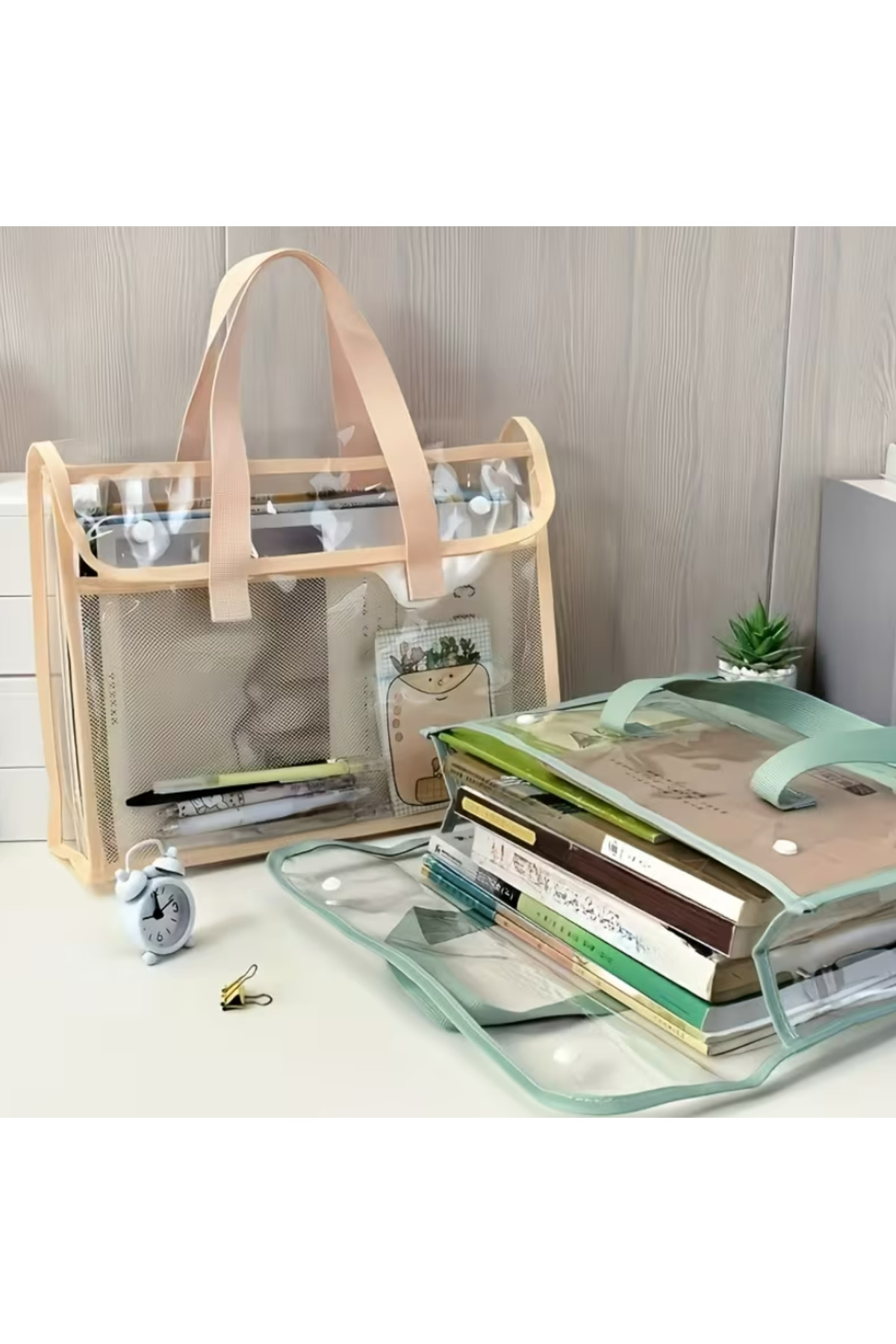 BABUN  Büyük Geniş Kapasiteli İsimlikli Kitap Dosya Ofis Okul Kurs Malzemeleri Taşıma Çantası Filesi - Görsel 2