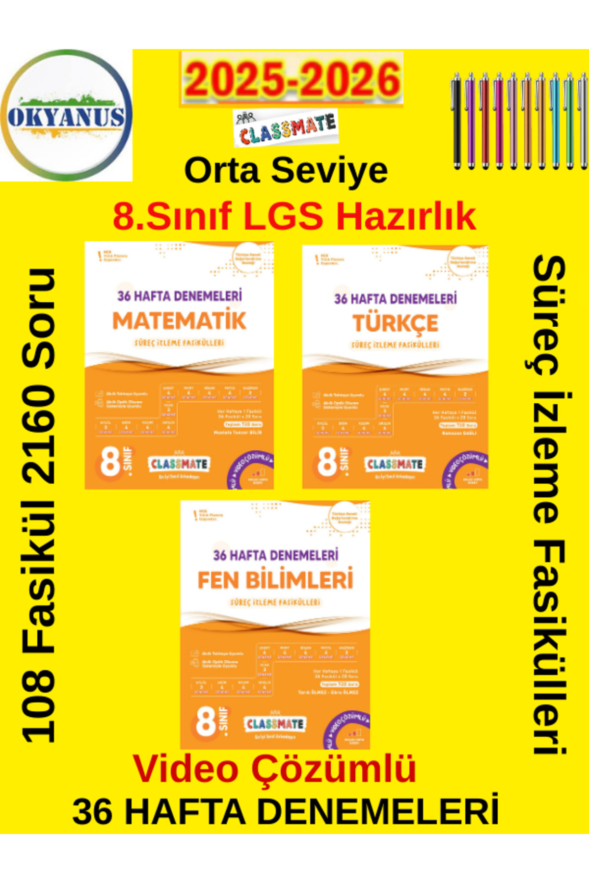 Okyanus Yayınları Güncel 8.Sınıf Lgs Hazırlık Matmatik-Türkçe-Fen