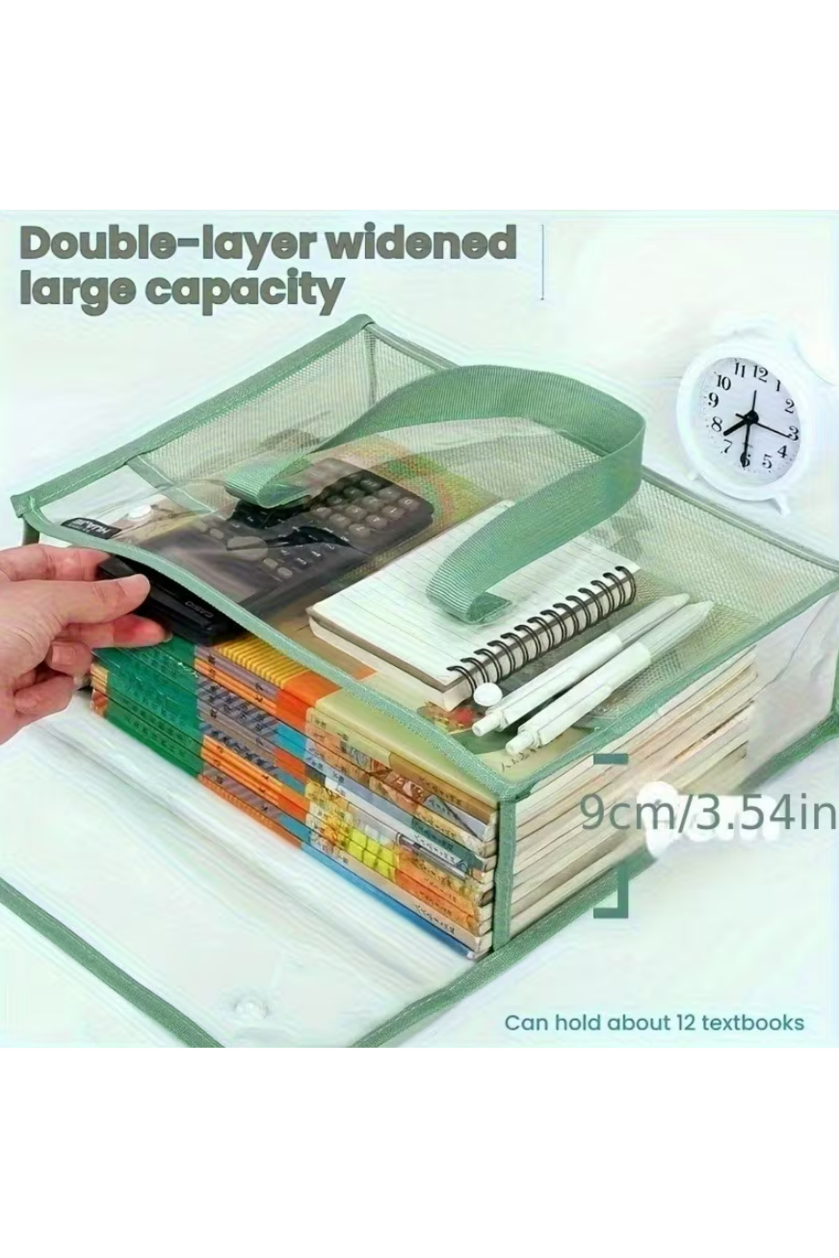 BABUN  Büyük Geniş Kapasiteli İsimlikli Kitap Dosya Ofis Okul Kurs Malzemeleri Taşıma Çantası Filesi - Görsel 2