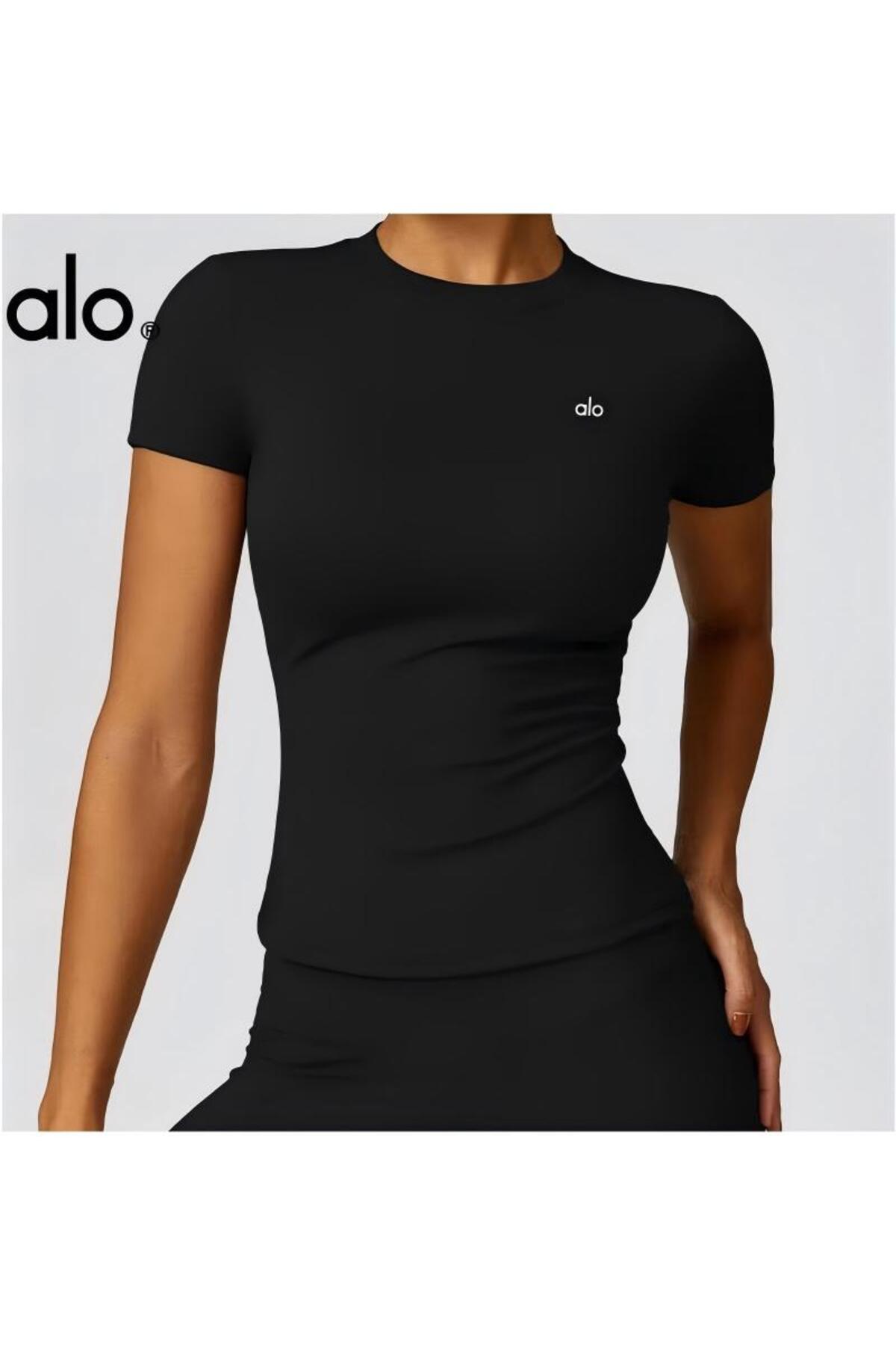 Alo Lady Sports Short Sleeve Quick Drying（Black）