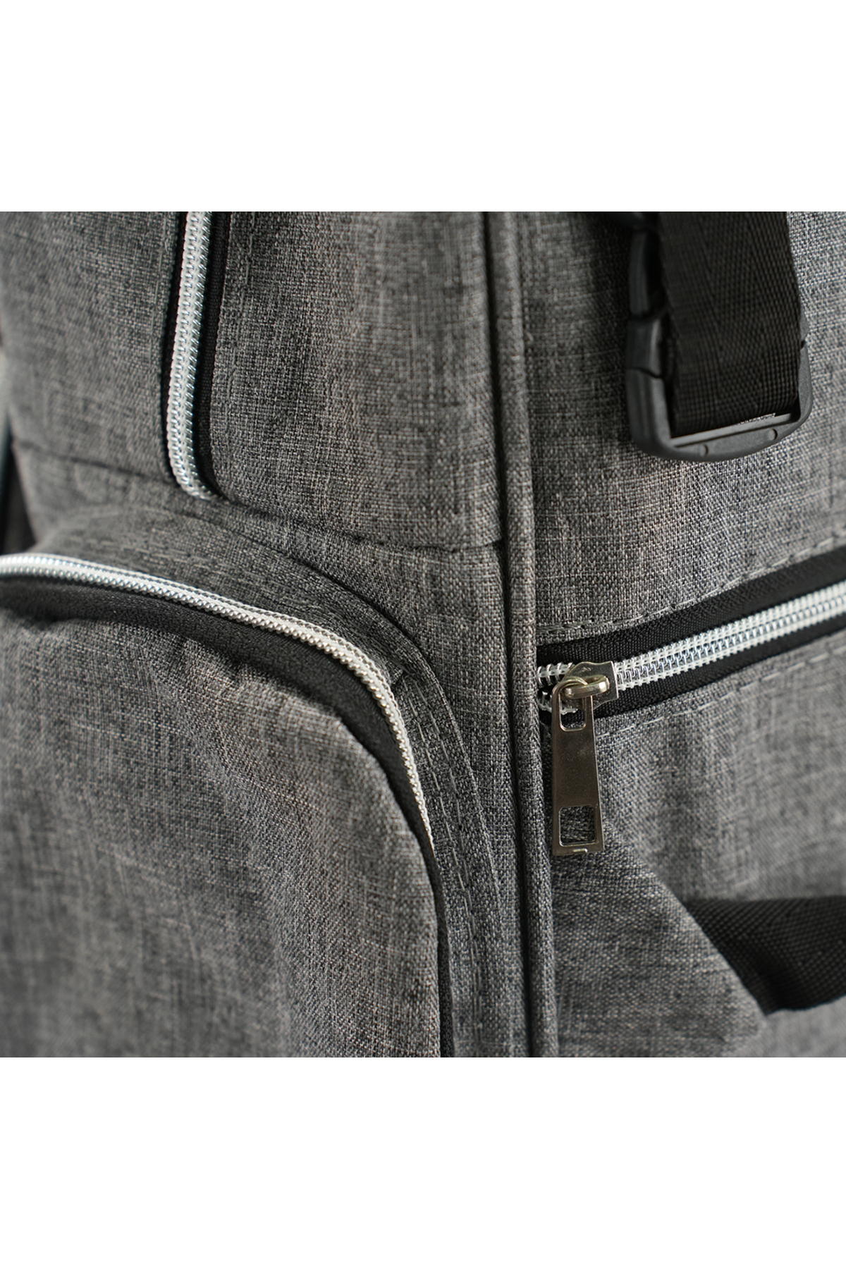 Bagimoo Cepli Anne Bebek Bakım Sırt Çantası Biberon Termoslu Sıvı Geçirmez Bebek Çantası Keten Gri fotoğrafı 6 (önizleme)