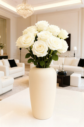 Lui Tasarım İskandinav Tarzı Modern Şık Seramik Krem Midas Vazo 18,5 cm