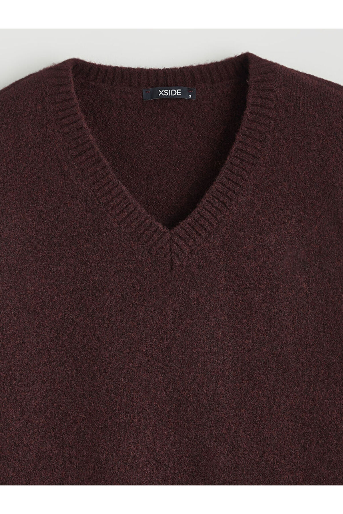 LC Waikiki Bordo V Yaka Oversize Kadın Triko Kazak fotoğrafı 2 (önizleme)