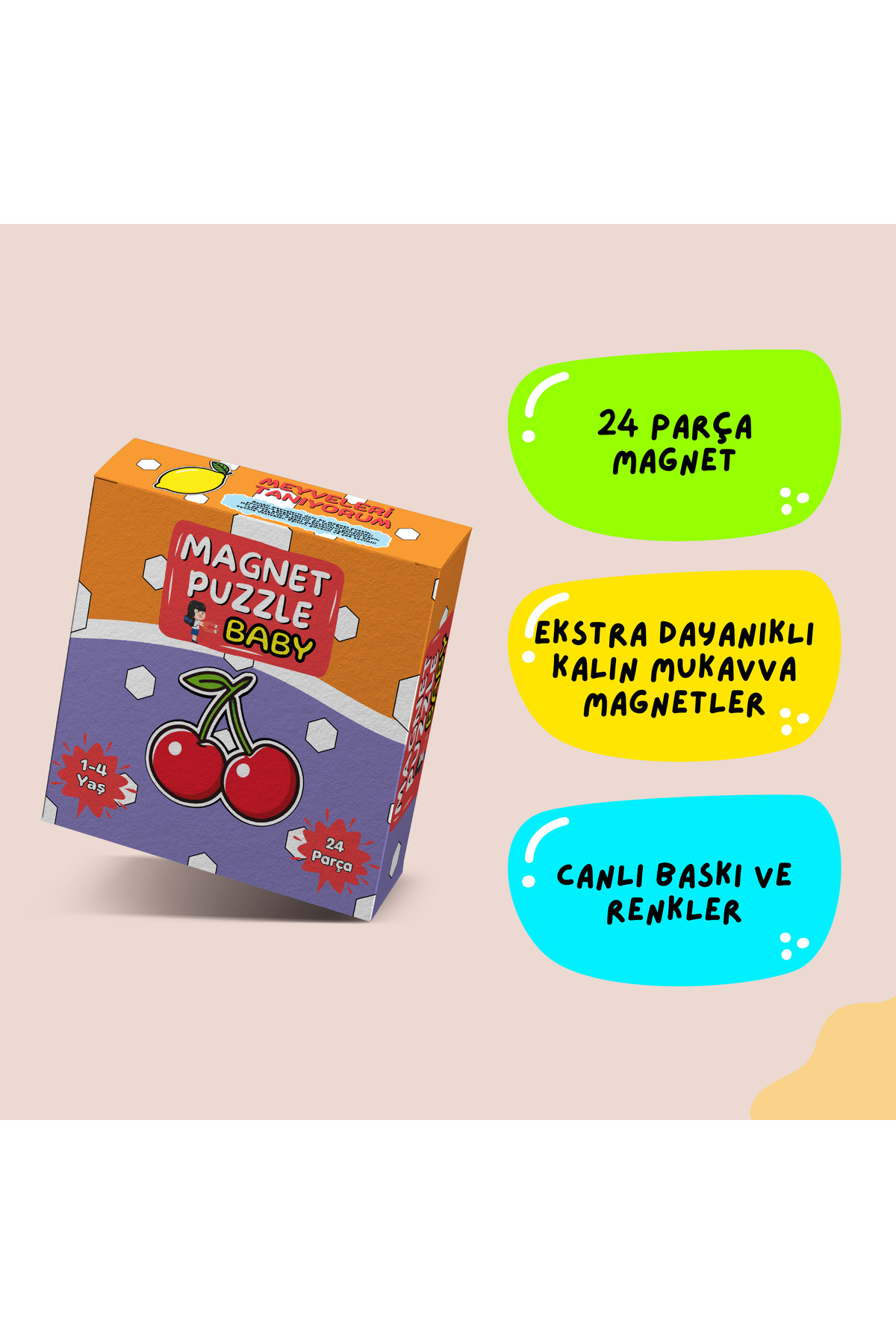 minkino 1-4 Yaş İlk Magnet Puzzle (Meyveleri Tanıyorum) fotoğrafı 5 (önizleme)