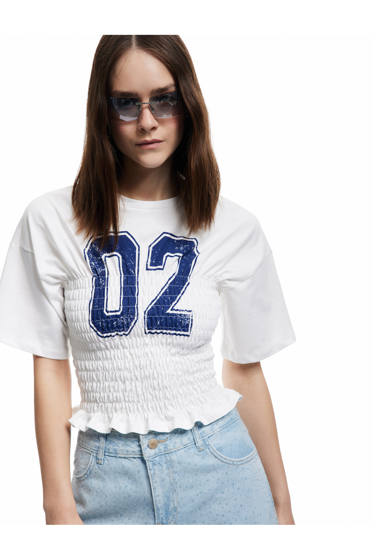 Koton Bisiklet Yaka Gipeli Slim Fit Baskılı Pamuklu Kısa Kollu Tişört