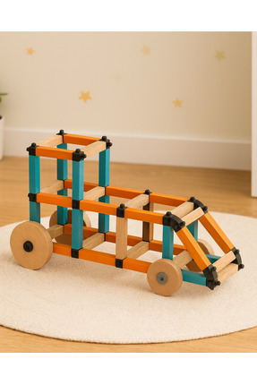 Woodika Toys Woodika Ahşap Yarış Kamyonu ve Hız Aracı Yapım Seti - Hareketli ...