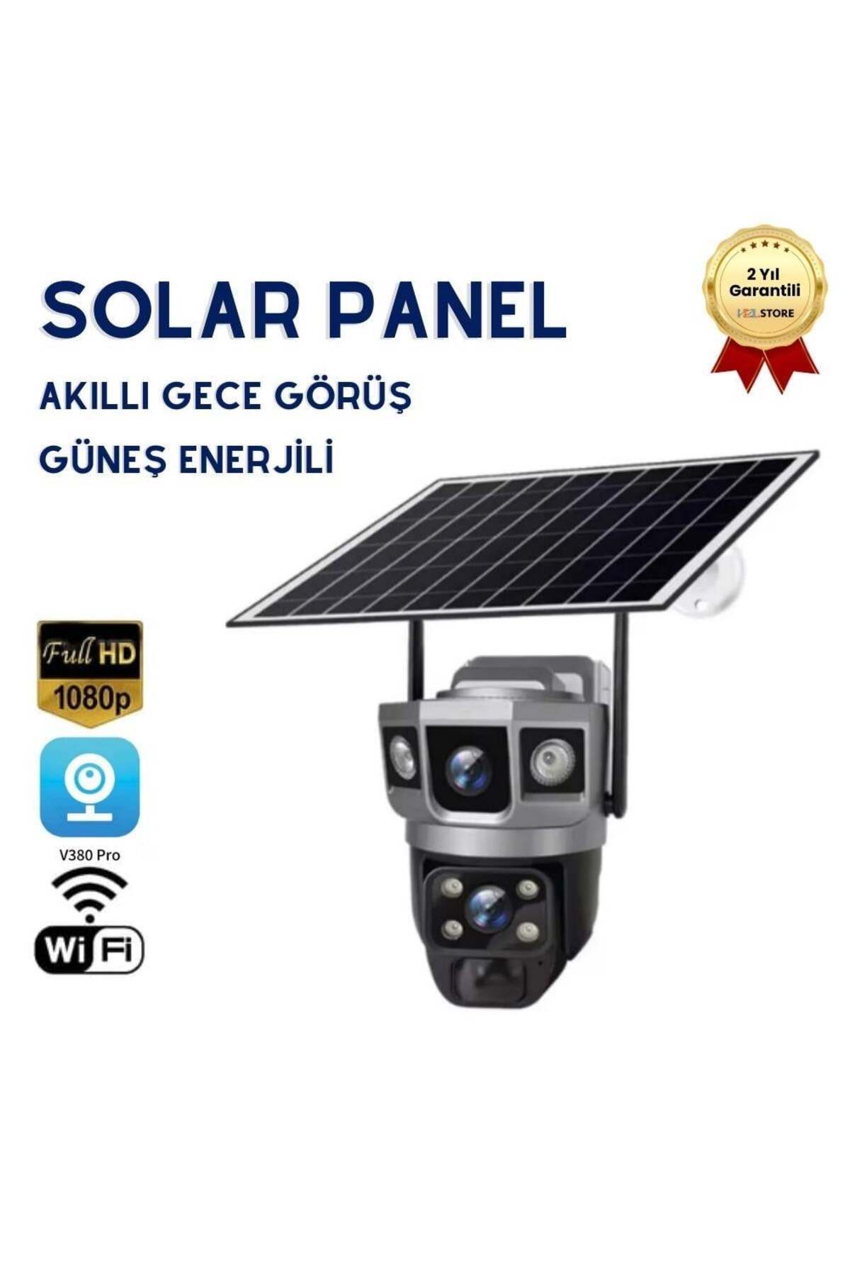 hızlı store 1080P 360 Derece Hareketli Güvenlik Kamera Sensörlü Dış Mekan Kullanımına ve Suya Dayanıklı Solar Pa