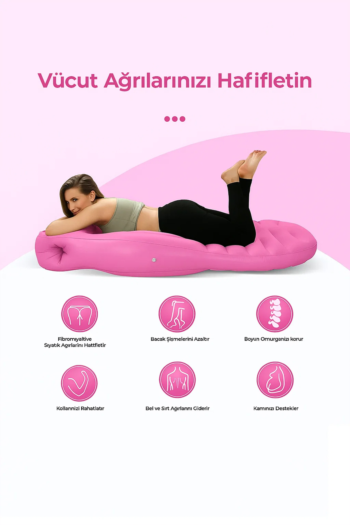 ROBO Şişme Hamile Yatağı Elektrikli Şişirme Pompası Hediyeli Pembe fotoğrafı 3 (önizleme)