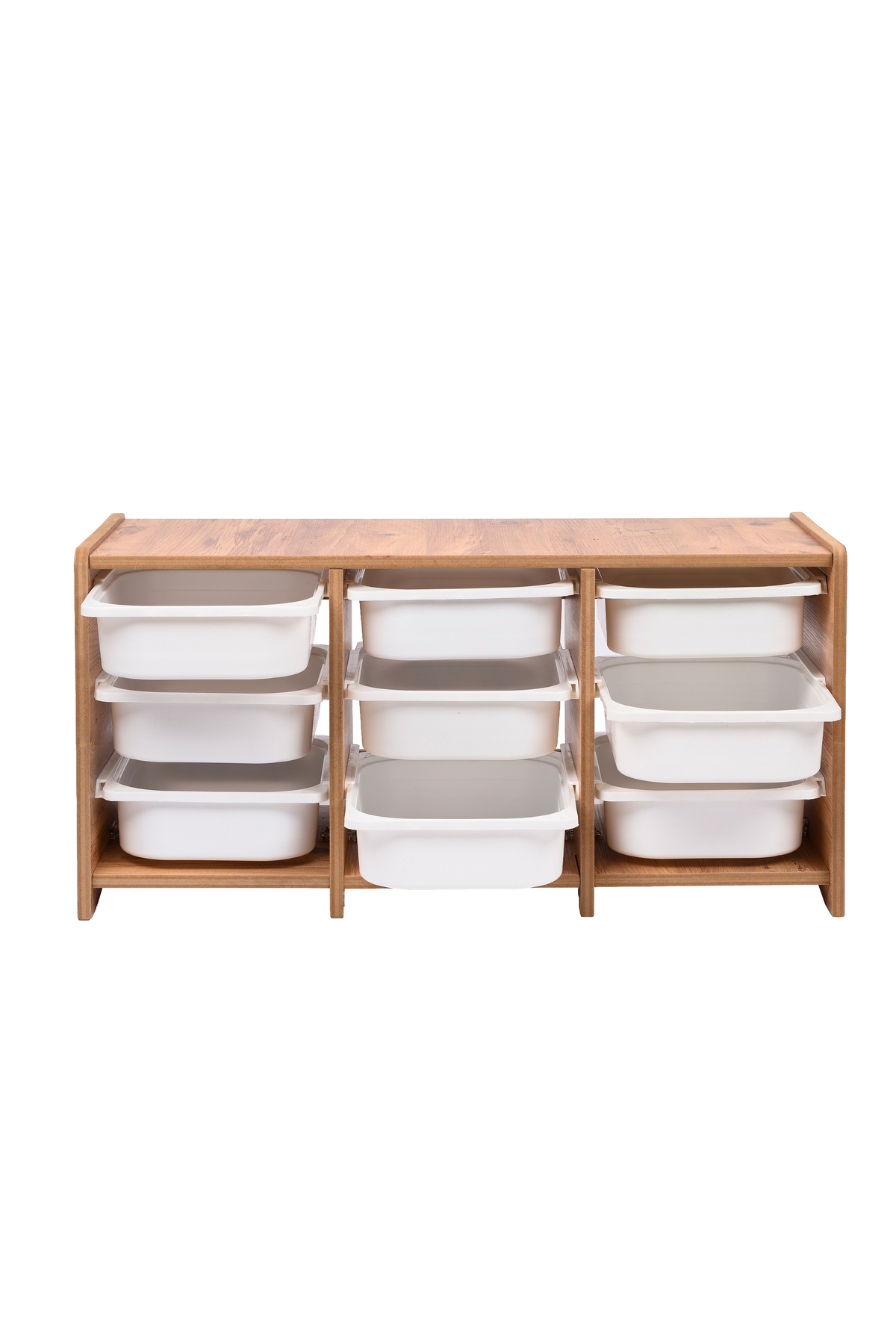 BEEVOLİ 18mm MDF Ceviz Çocuk Odası Dolabı, Beyaz Çekmeceli 9’lu Düzenleyici Ünitesi 110x45x60 fotoğrafı 2 (önizleme)