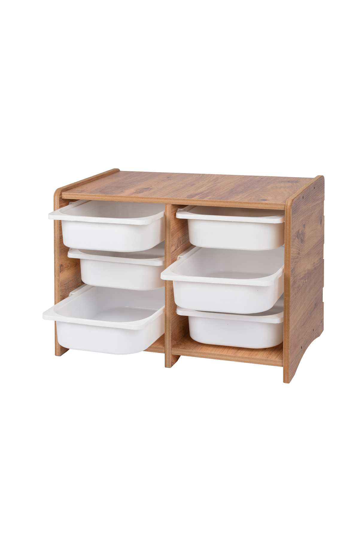 Genel Markalar 18mm MDF Ceviz Çocuk Odası Dolabı, Beyaz Çekmeceli 6’lı Düzenleyici Ünitesi 75x45x60 fotoğrafı 2 (önizleme)