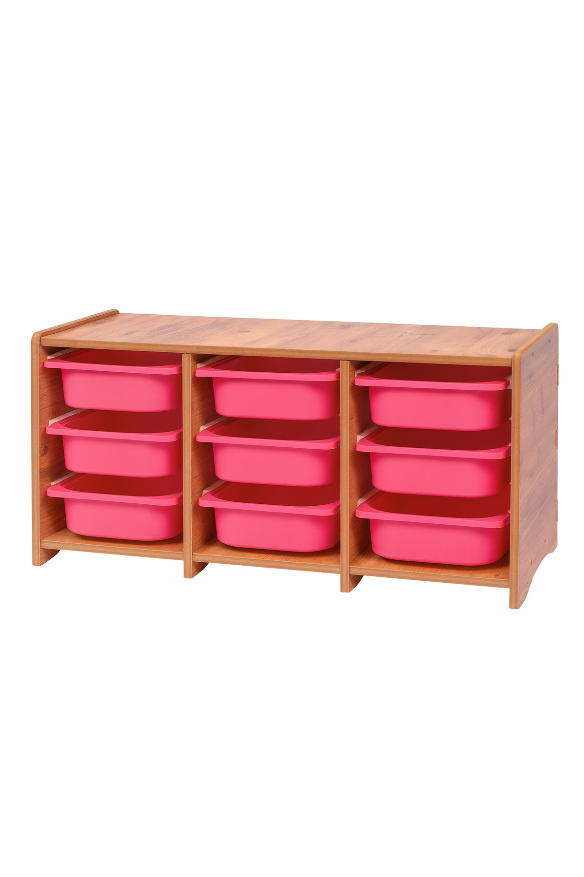 BEEVOLİ 18mm MDF Ceviz Çocuk Odası Dolabı, Pembe Çekmeceli 9’lu Düzenleyici Ünitesi 110x45x60 fotoğrafı 4 (önizleme)