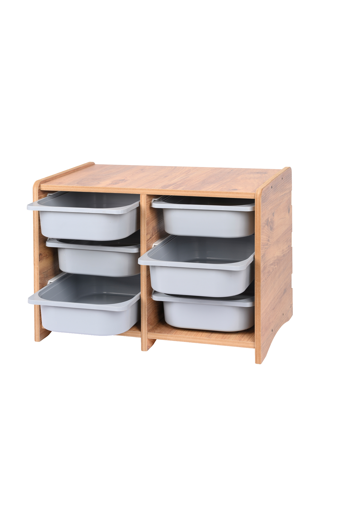 BEEVOLİ 18mm MDF Ceviz Çocuk Odası Dolabı, Gri Çekmeceli 6’lı Düzenleyici Ünitesi 75x45x60 fotoğrafı 3 (önizleme)