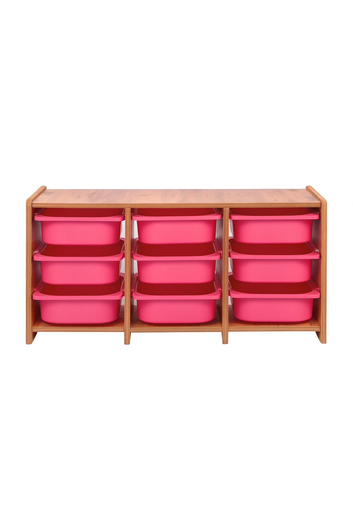 BEEVOLİ 18mm MDF Ceviz Çocuk Odası Dolabı, Pembe Çekmeceli 9’lu Düzenleyici Ünitesi 110x45x60 fotoğrafı 2 (önizleme)