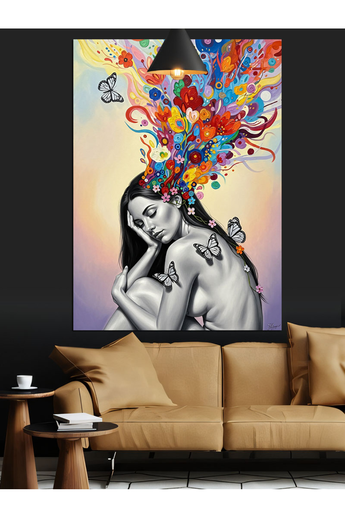 Kafasından renkler Yüksek kaliteli yağlı boya dokulu Kanvas Canvas Tablo kanvas tablo canvas tablo