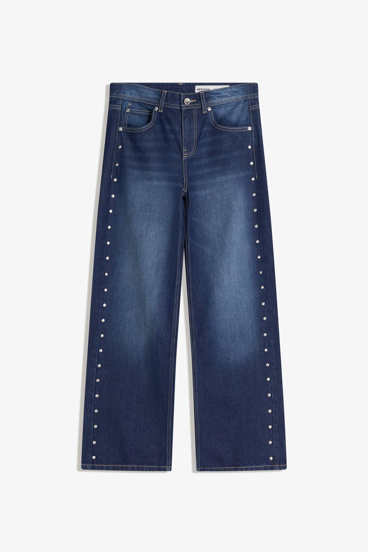 Bershka  Yıldız zımbalı düşük bel baggy fit jean - Görsel 2