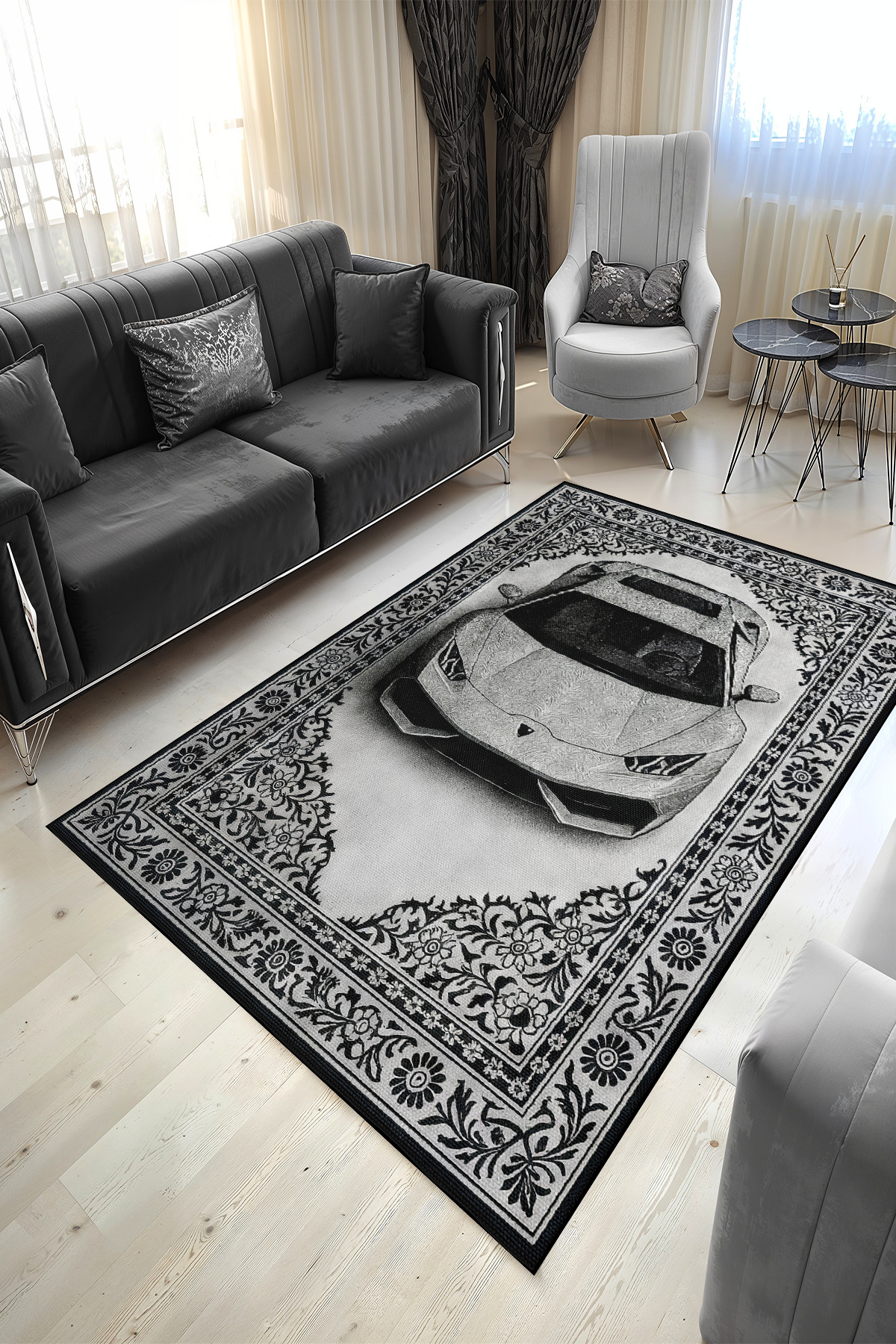 Digital Printing Washable Anti-Slip Base Decorative Living Room Kitchen Rug Runner