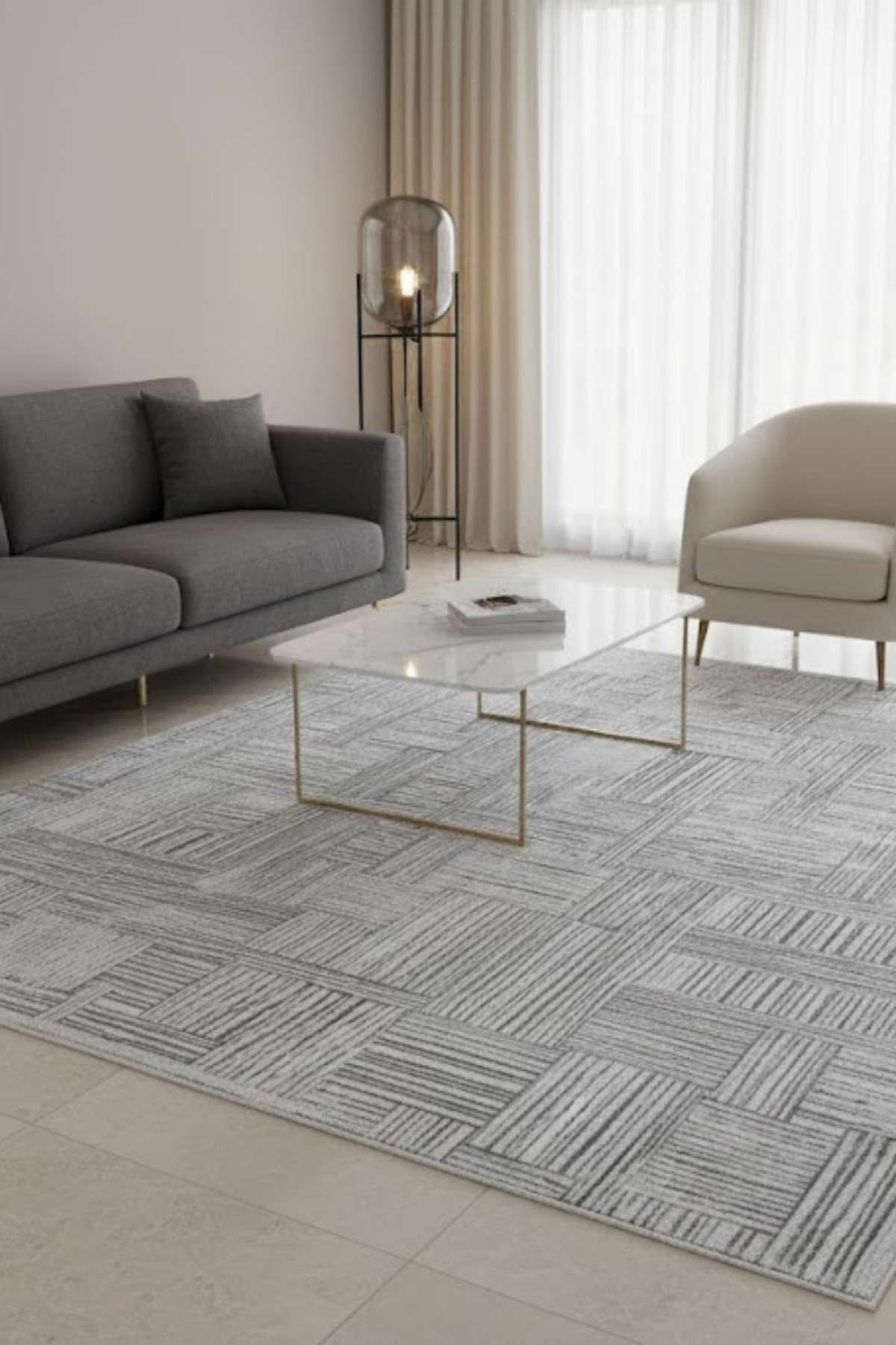 Classi Bamboo Satin Silky Anti-Slip Sole Washable Rug with Flush