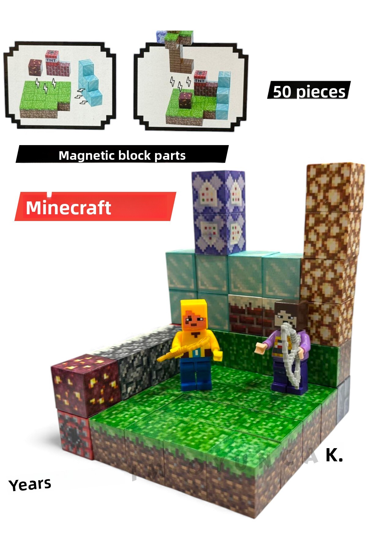 مغناطیسی آموزشی ۵۰ تکه بلوک با لوازم جانبی – بلوک‌های مغناطیسی همراه با جعبه مغناطیسی