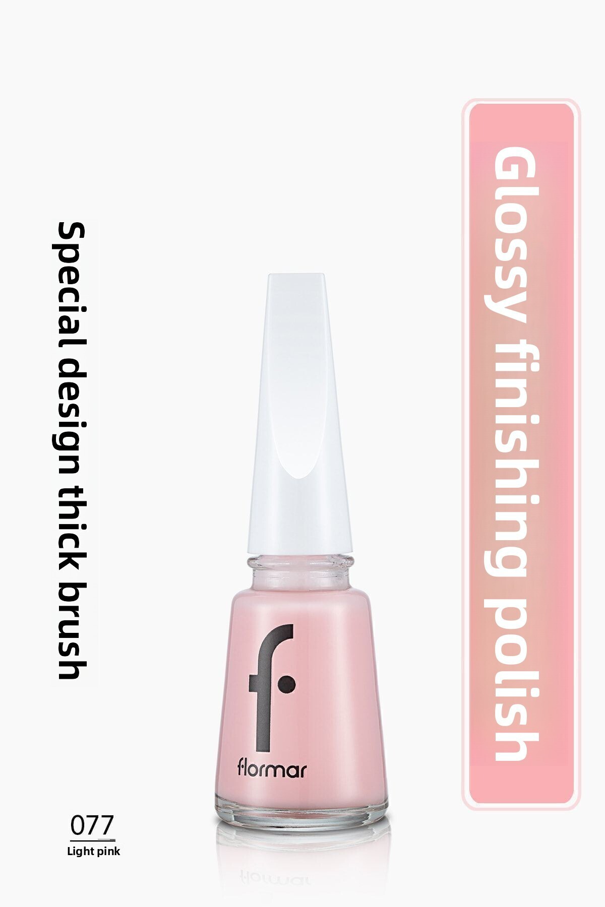 Flormar High Pigmented Shiny Finish Nail Polish-Nail Enamel - 077 Light Pink New 8682536035743