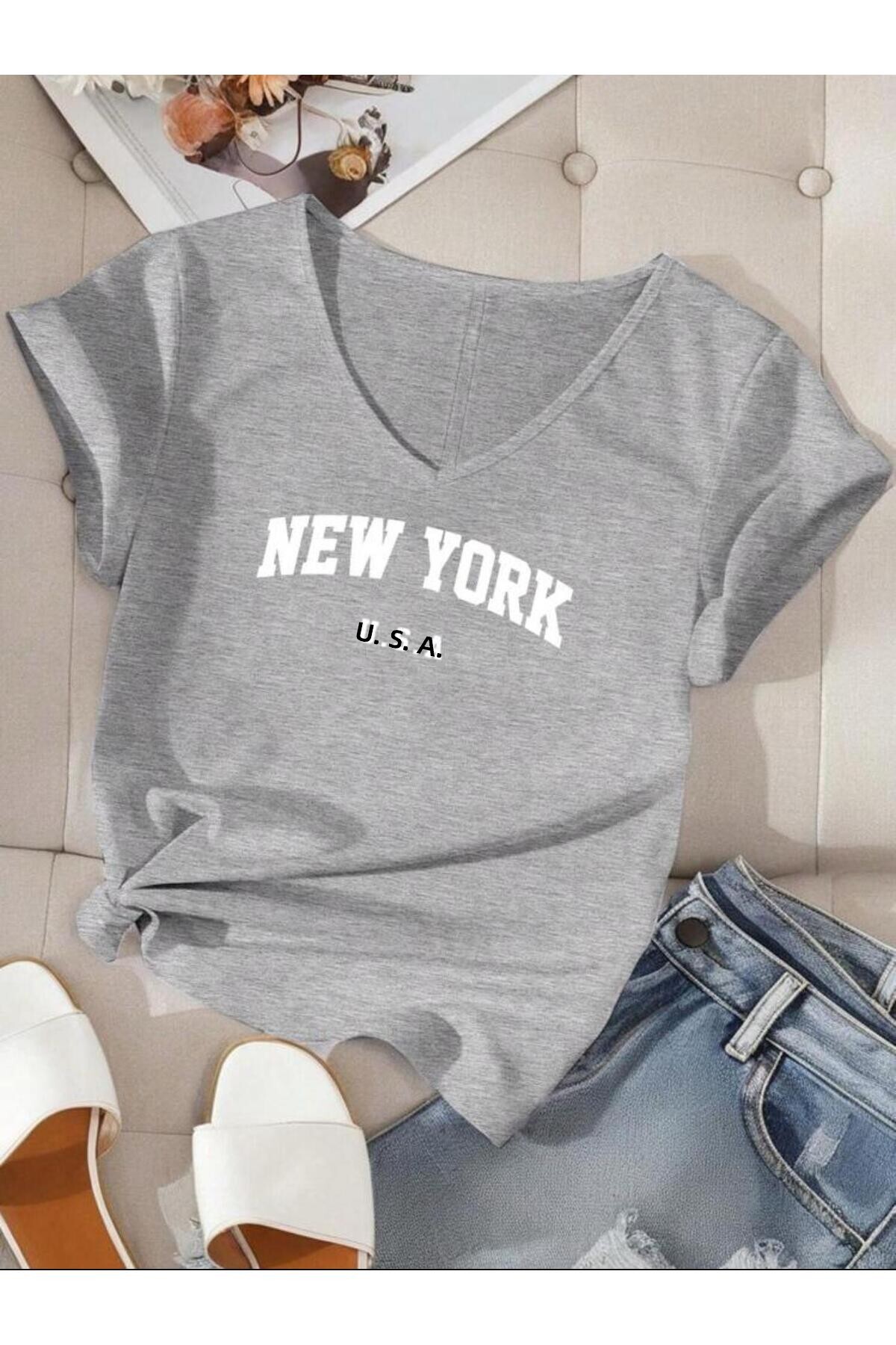 FAVORİST TRIUC DE FEMEIE IMPRIMAT MIX CU GÂTUL ÎN V