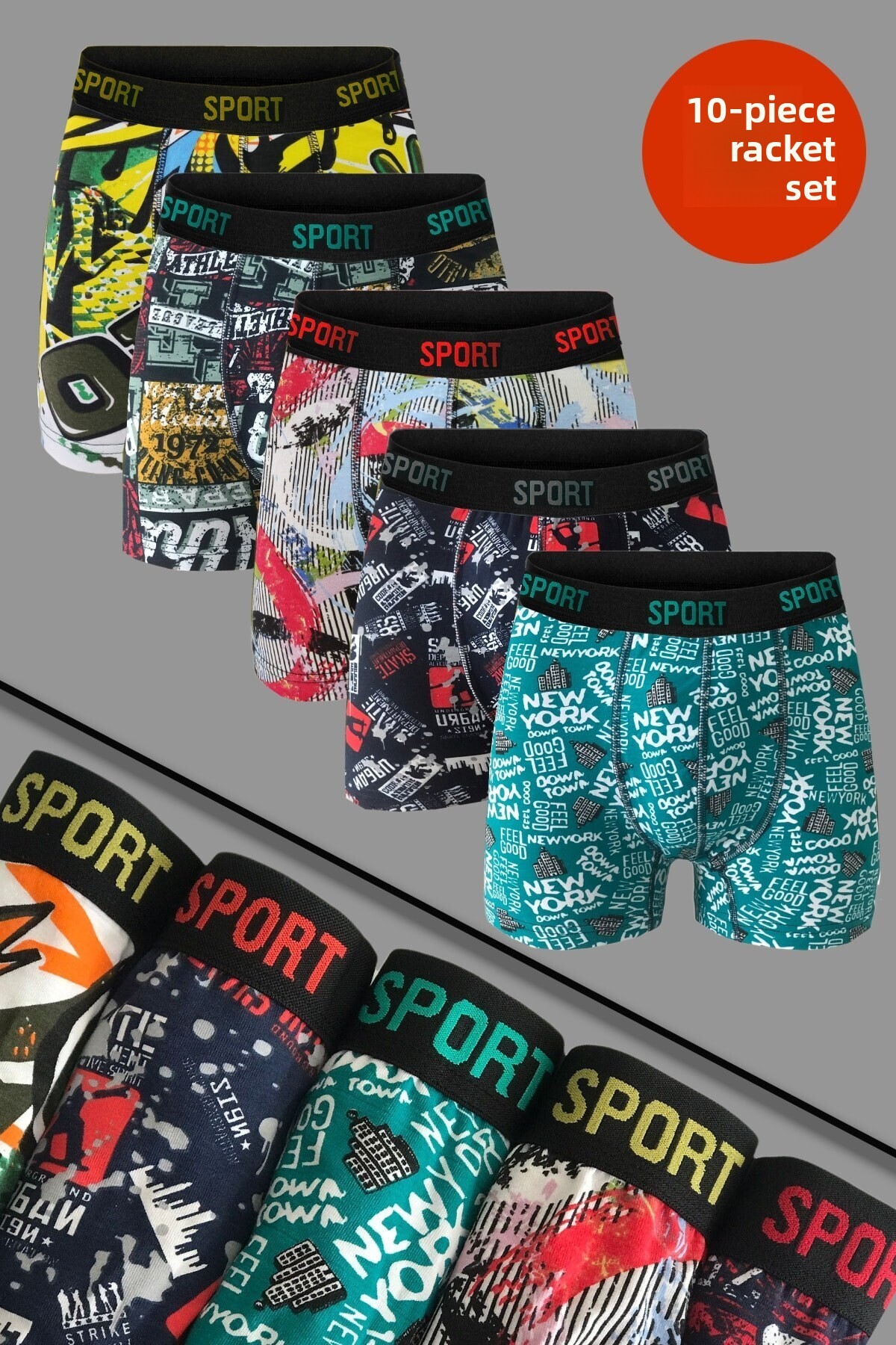 Vien&Karl Men's Patterned Premium Combed Cotton Lycra Boxers - Set of 10