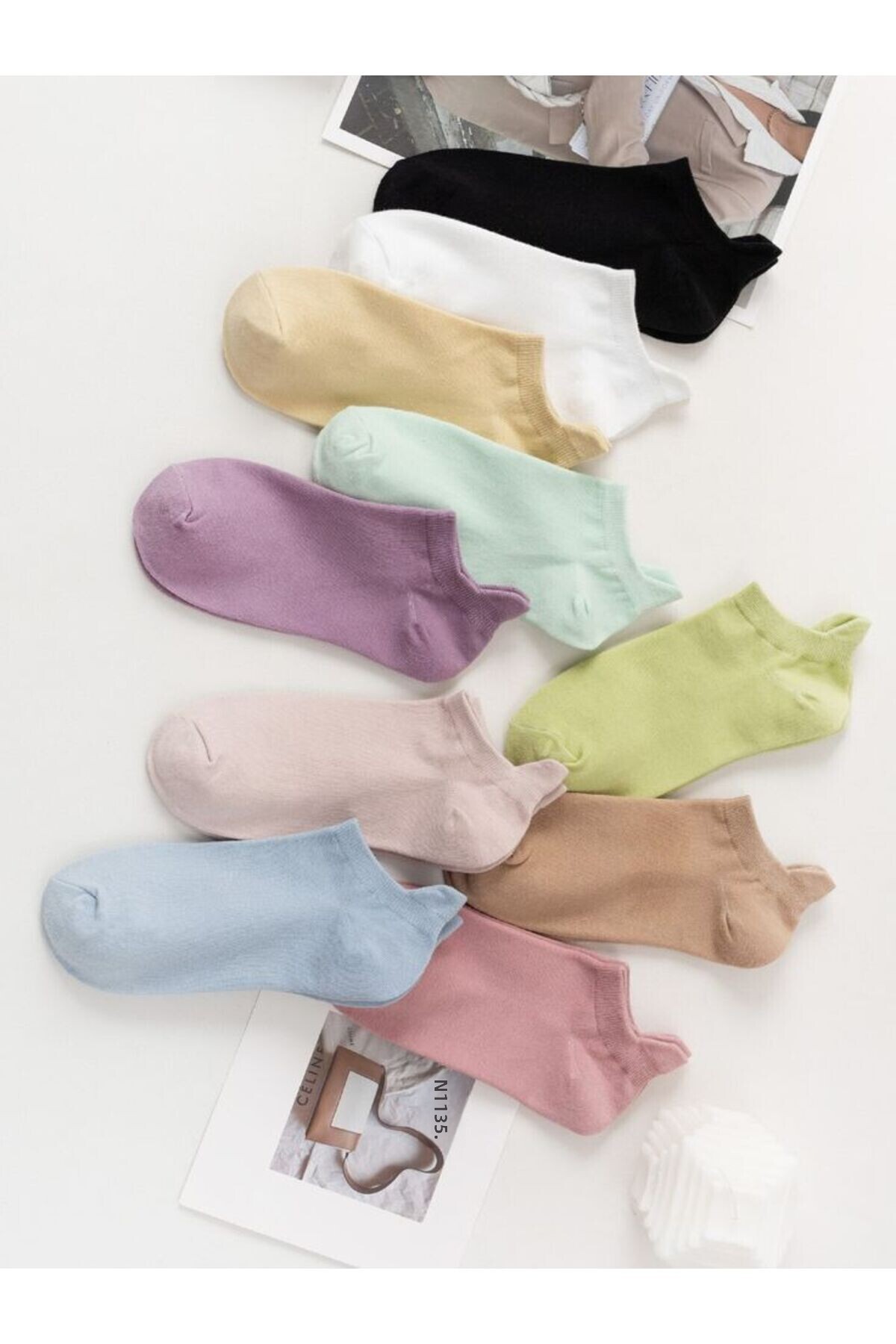 Sky Socks 10 τεμαχίων μαλακά πολύχρωμα μποτάκια Οικονομική συσκευασία Unisex κοντές αθλητικές κάλτσες